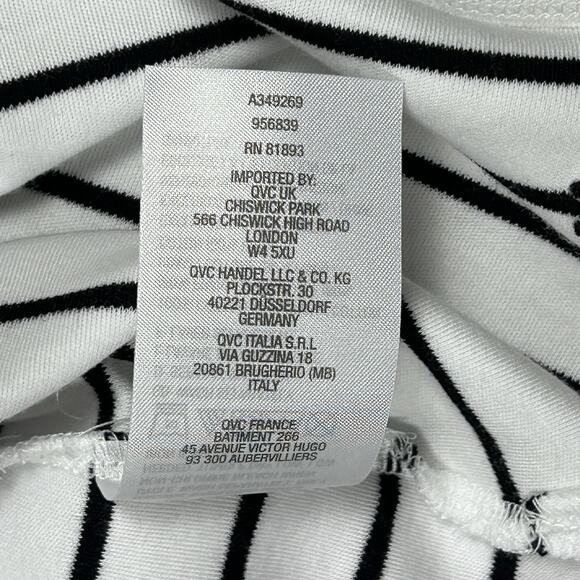 Striped Minimalist Soft Basic V-Neck Tee Isaac Mizrahi Women's Black White XS - Picture 6 of 6